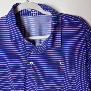 Dormie Network Draddy Sport Polo Mens XL Blue Striped Golf Performance Stretch